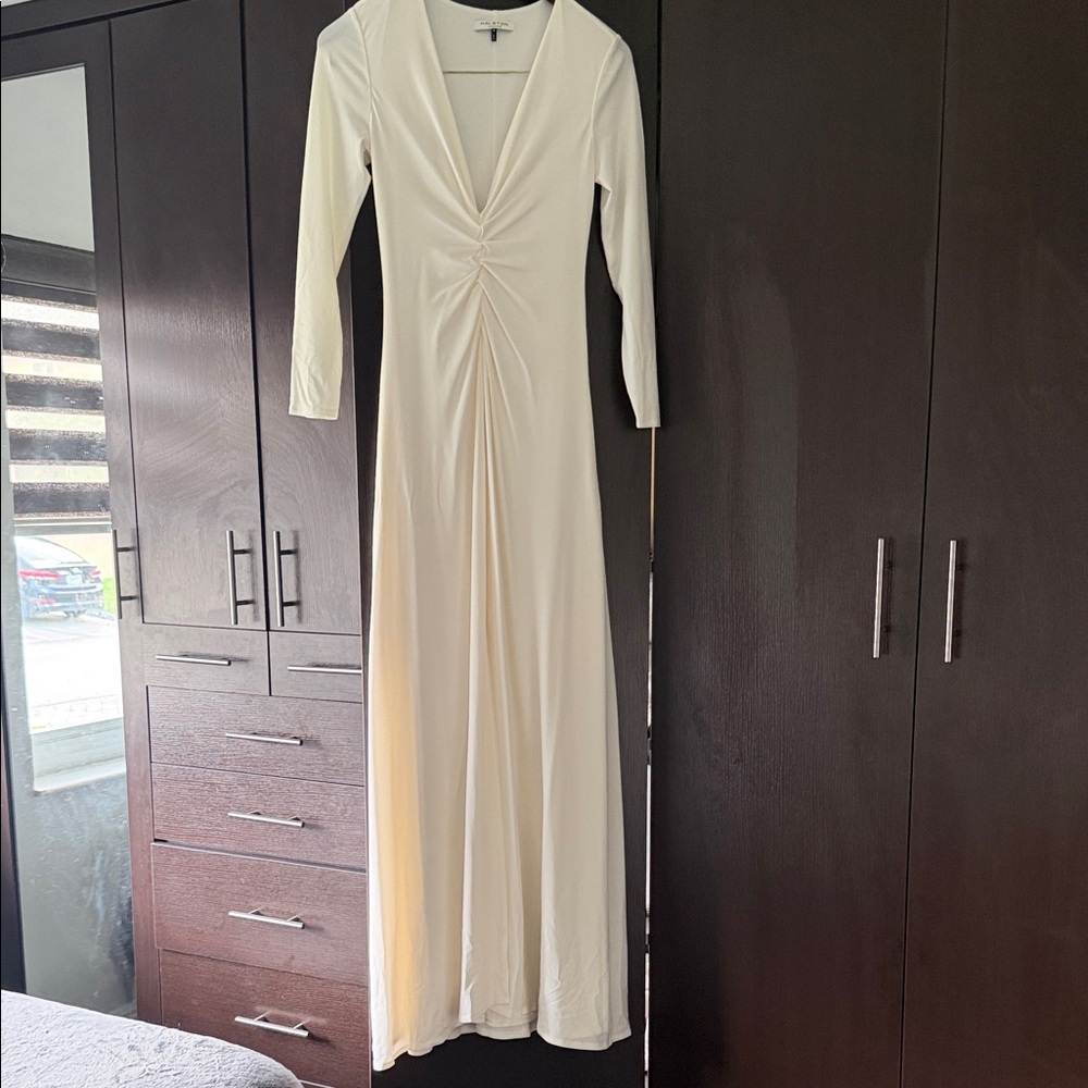 Halston Heritage Cream Long Sleeve Dress